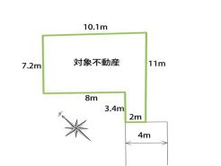 区画図 土地面積に私道負担面積含む
敷地延長区画