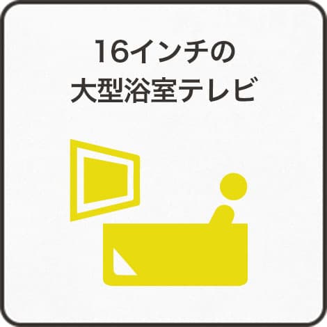 16インチの大型浴室テレビ